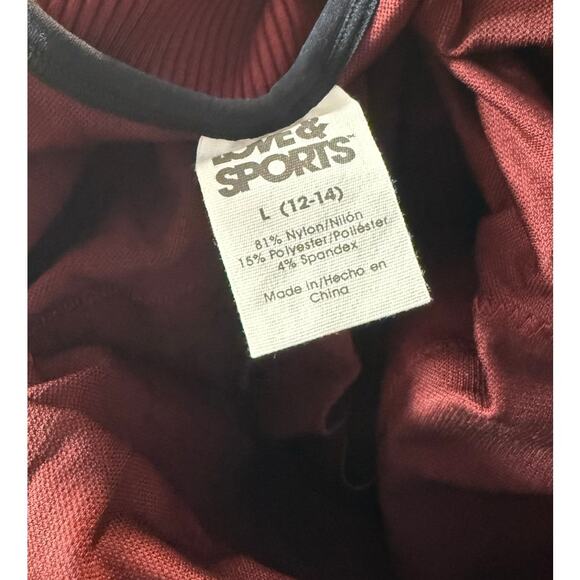 NEW Love & Sports Seamless Unitard Solkida Red Black Size Large (12-14) MSRP $40 - Picture 6 of 7